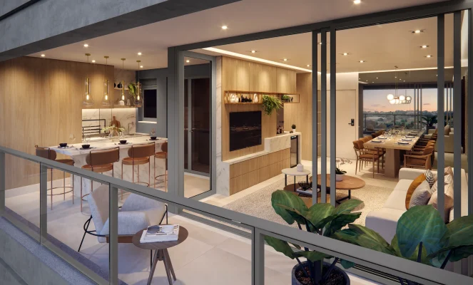 Living decorado do apto 125 m²