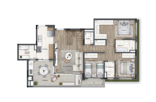 Duplex 213 m² piso inferior